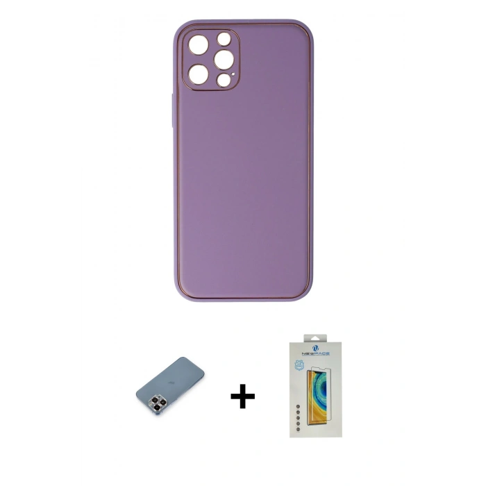 MARSİLYAN™- iPhone 12 Pro Kılıf Yadigar Klasik - Siyah Polymer Nano Ekran Koruyucu + Metal Kamera Lens Koruma Cam - MR