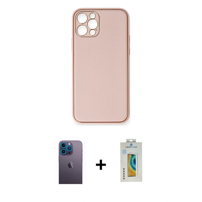 MARSİLYAN™- iPhone 12 Pro Kılıf Yadigar Klasik - Siyah Polymer Nano Ekran Koruyucu + Neon Fosforlu Kamera Lens - MI