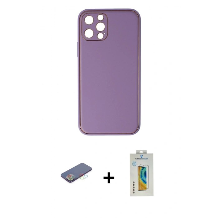 MARSİLYAN™- iPhone 12 Pro Kılıf Yadigar Klasik - Siyah Polymer Nano Ekran Koruyucu + Renkli Kamera Lens Koruma Cam - MI