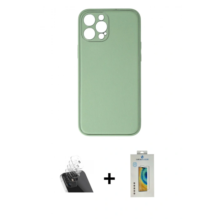 MARSİLYAN™- iPhone 12 Pro Kılıf Yadigar Klasik - Siyah Polymer Nano Ekran Koruyucu + Şeffaf Kamera Lens Koruma Cam