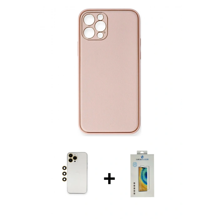 MARSİLYAN™- iPhone 12 Pro Kılıf Yadigar Klasik - Siyah Polymer Nano Ekran Koruyucu + Shine Kamera Lens - GD