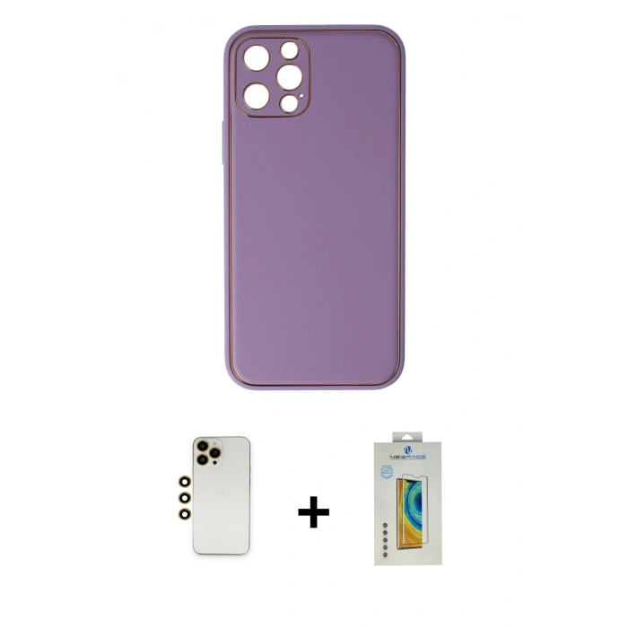 MARSİLYAN™- iPhone 12 Pro Kılıf Yadigar Klasik - Siyah Polymer Nano Ekran Koruyucu + Shine Kamera Lens - GD