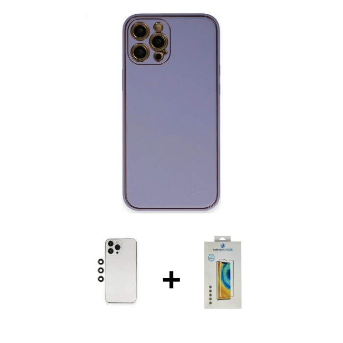 MARSİLYAN™- iPhone 12 Pro Kılıf Yadigar Klasik - Siyah Polymer Nano Ekran Koruyucu + Shine Kamera Lens - GS
