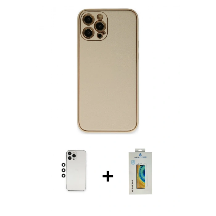 MARSİLYAN™- iPhone 12 Pro Kılıf Yadigar Klasik - Siyah Polymer Nano Ekran Koruyucu + Shine Kamera Lens - GS