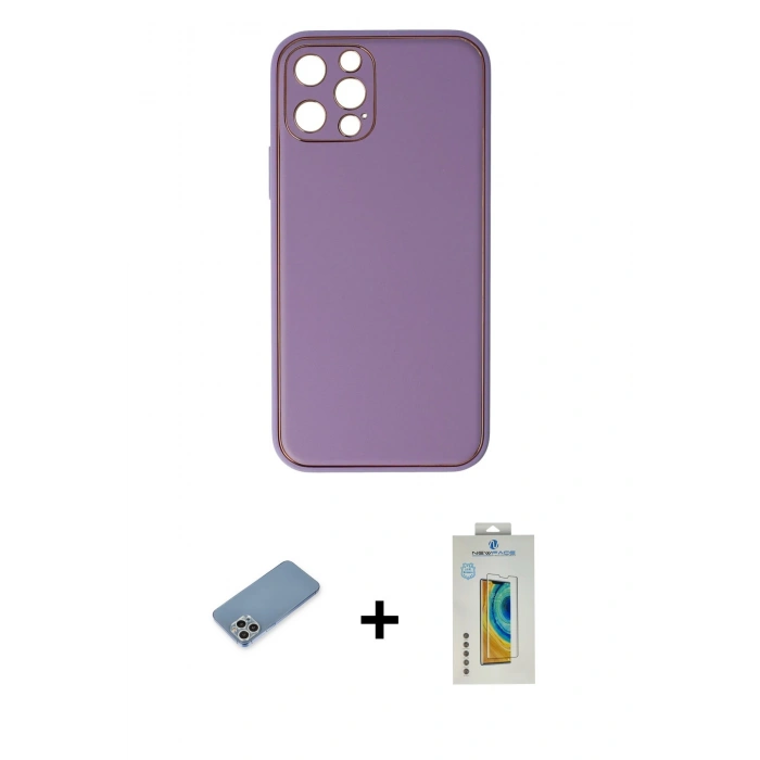 MARSİLYAN™- iPhone 12 Pro Kılıf Yadigar Klasik - Siyah Polymer Nano Ekran Koruyucu + Shine Kamera Lens Koruma Cam - GS