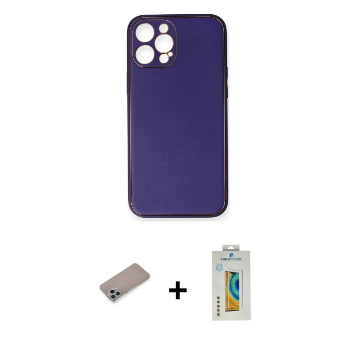 MARSİLYAN™- iPhone 12 Pro Kılıf Yadigar Klasik - Siyah Polymer Nano Ekran Koruyucu + Shine Kamera Lens Koruma Cam - SABE