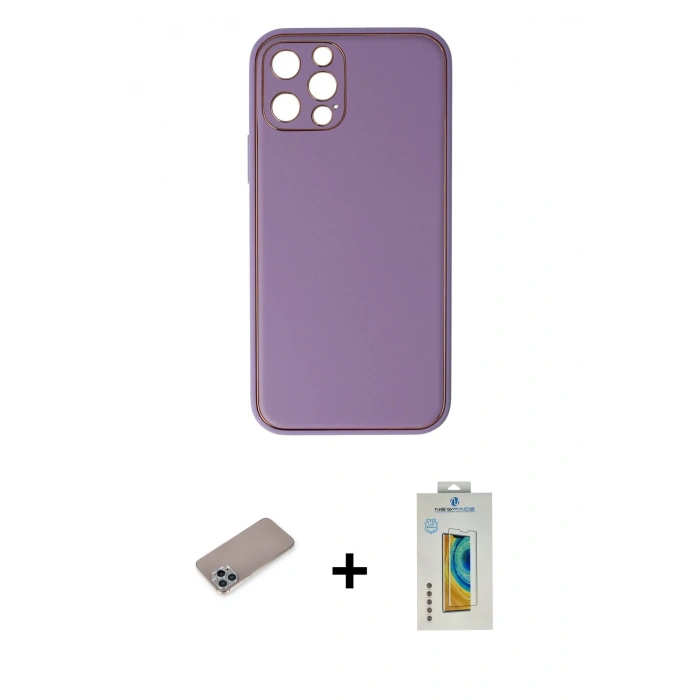 MARSİLYAN™- iPhone 12 Pro Kılıf Yadigar Klasik - Siyah Polymer Nano Ekran Koruyucu + Shine Kamera Lens Koruma Cam - SABE