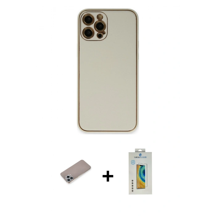 MARSİLYAN™- iPhone 12 Pro Kılıf Yadigar Klasik - Siyah Polymer Nano Ekran Koruyucu + Shine Kamera Lens Koruma Cam - SABE