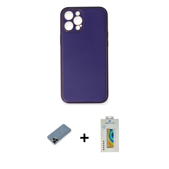MARSİLYAN™- iPhone 12 Pro Kılıf Yadigar Klasik - Siyah Polymer Nano Ekran Koruyucu + Shine Kamera Lens Koruma Cam - SH