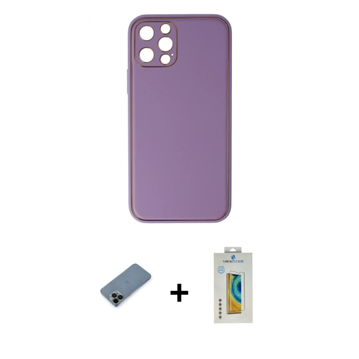 MARSİLYAN™- iPhone 12 Pro Kılıf Yadigar Klasik - Siyah Polymer Nano Ekran Koruyucu + Shine Kamera Lens Koruma Cam - SH