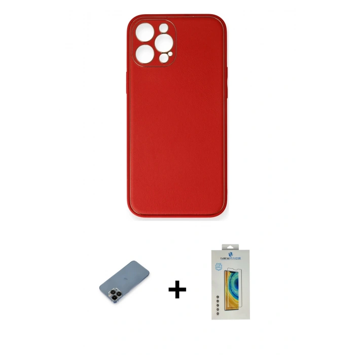 MARSİLYAN™- iPhone 12 Pro Kılıf Yadigar Klasik - Siyah Polymer Nano Ekran Koruyucu + Shine Kamera Lens Koruma Cam - SH