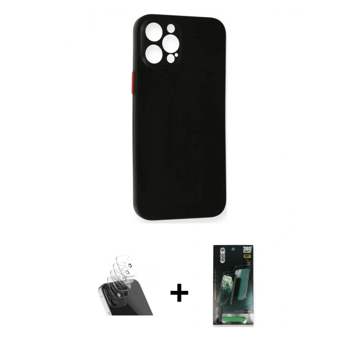 MARSİLYAN™- iPhone 12 Pro Kılıf Yadigar Yansıma Serisi - Şeffaf 360 Full Body Arka Koruyucu + Kamera Lens Koruma Cam - SF