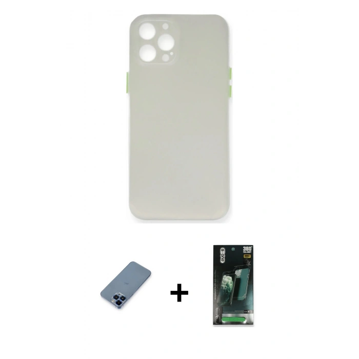 MARSİLYAN™- iPhone 12 Pro Kılıf Yadigar Yansıma Serisi - Şeffaf 360 Full Body Arka Koruyucu + Metal Kamera Lens Koruma Cam - MI