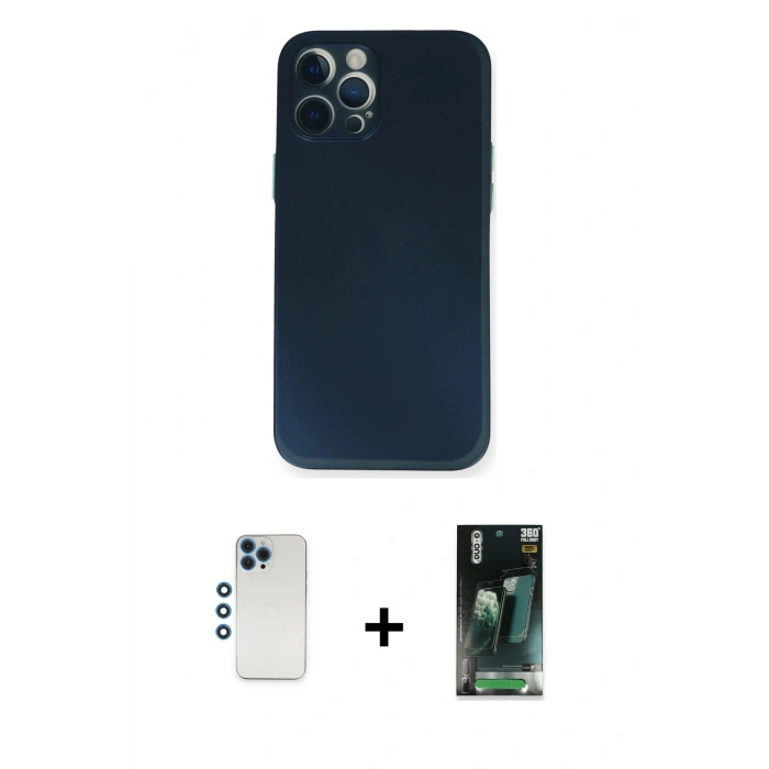 MARSİLYAN™- iPhone 12 Pro Kılıf Yadigar Yansıma Serisi - Şeffaf 360 Full Body Arka Koruyucu + Shine Kamera Lens - MI