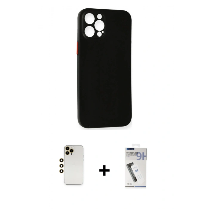 MARSİLYAN™- iPhone 12 Pro Kılıf Yadigar Yansıma Serisi - Şeffaf Uv Polymer Nano Ekran Koruyucu + Shine Kamera Lens - GD