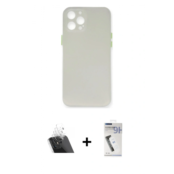 MARSİLYAN™- iPhone 12 Pro Kılıf Yadigar Yansıma Serisi - Şeffaf Uv Polymer Nano Ekran Koruyucu + Kamera Lens Koruma Cam - SF