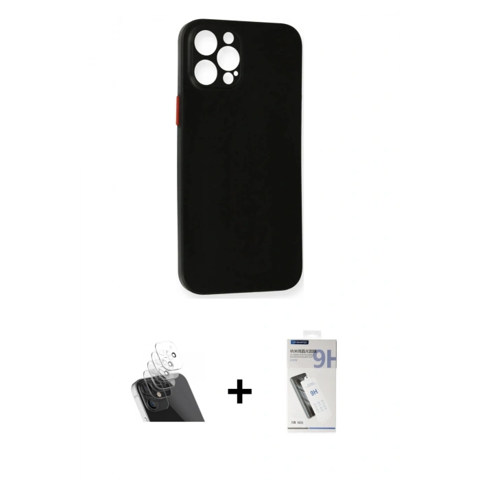 MARSİLYAN™- iPhone 12 Pro Kılıf Yadigar Yansıma Serisi - Şeffaf Uv Polymer Nano Ekran Koruyucu + Kamera Lens Koruma Cam - SF
