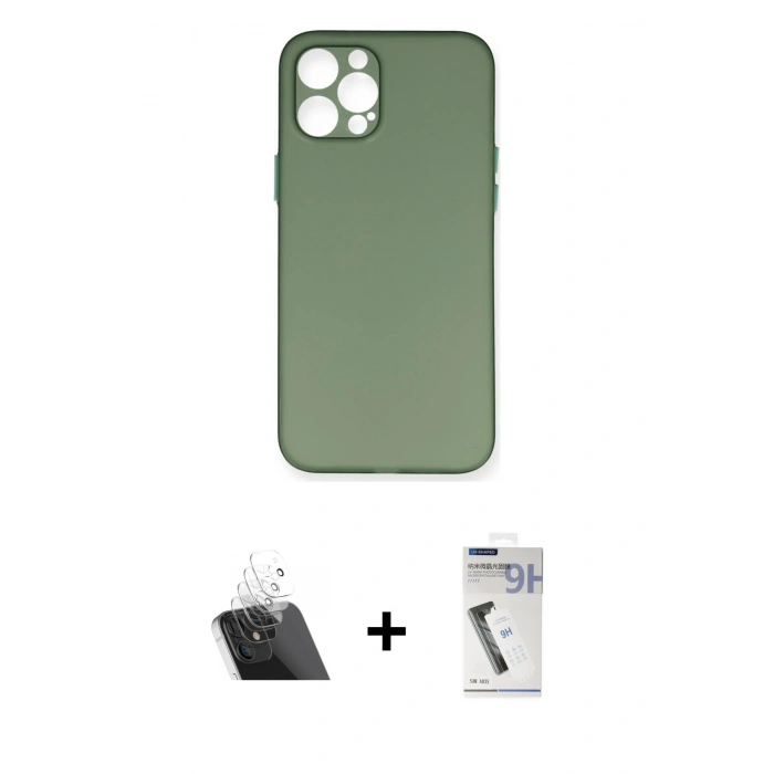 MARSİLYAN™- iPhone 12 Pro Kılıf Yadigar Yansıma Serisi - Şeffaf Uv Polymer Nano Ekran Koruyucu + Kamera Lens Koruma Cam - SF