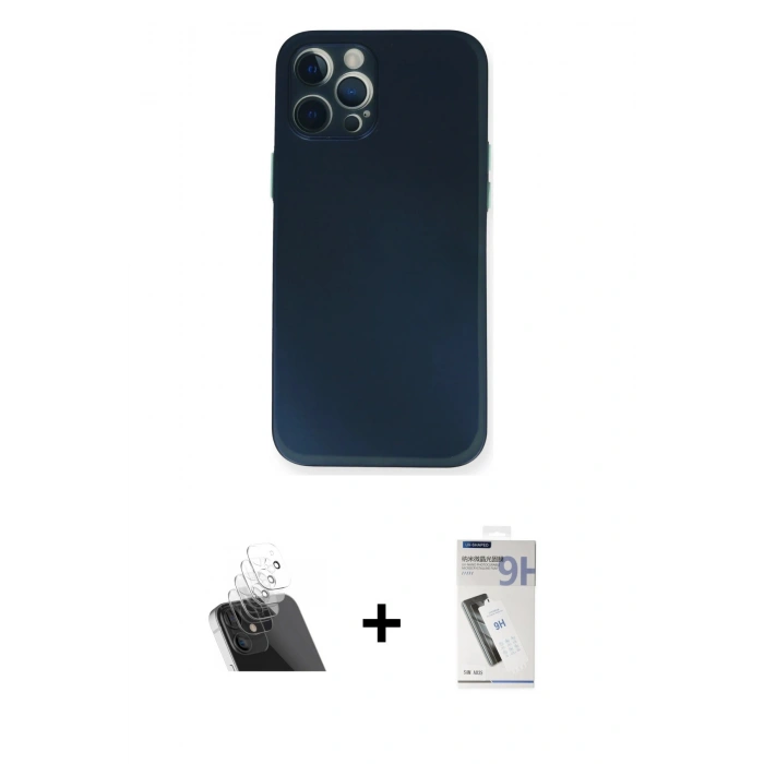 MARSİLYAN™- iPhone 12 Pro Kılıf Yadigar Yansıma Serisi - Şeffaf Uv Polymer Nano Ekran Koruyucu + Kamera Lens Koruma Cam - SF