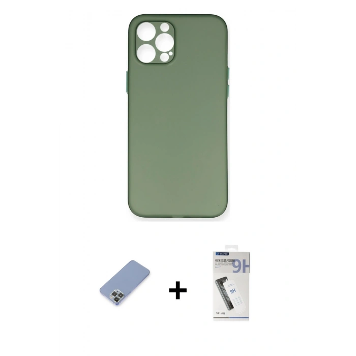 MARSİLYAN™- iPhone 12 Pro Kılıf Yadigar Yansıma Serisi - Şeffaf Uv Polymer Nano Ekran Koruyucu + Metal Kamera Lens Koruma Cam - KUYL