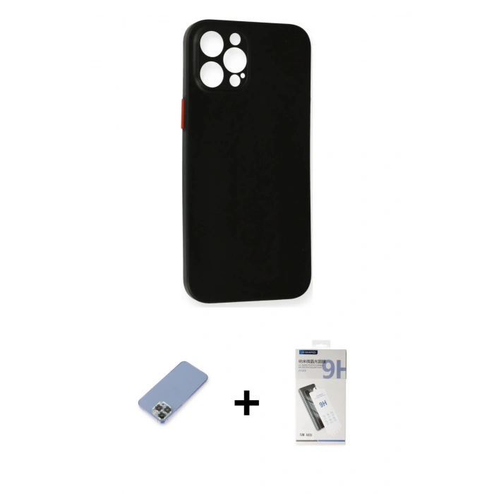 MARSİLYAN™- iPhone 12 Pro Kılıf Yadigar Yansıma Serisi - Şeffaf Uv Polymer Nano Ekran Koruyucu + Metal Kamera Lens Koruma Cam - KUYL