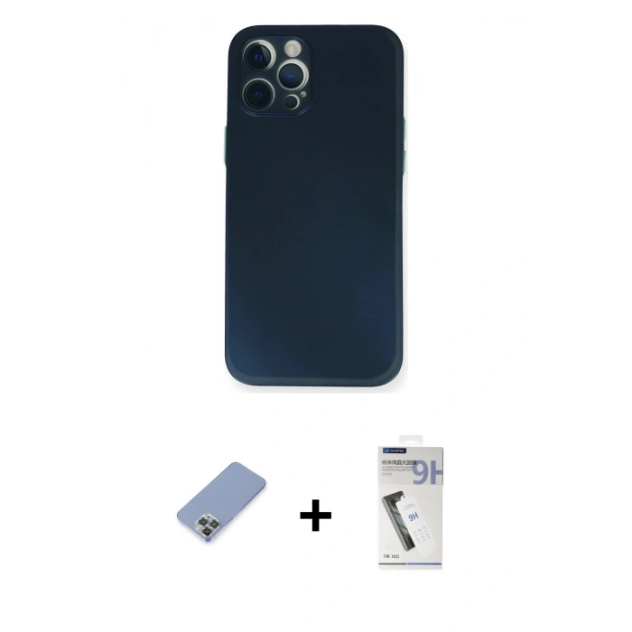 MARSİLYAN™- iPhone 12 Pro Kılıf Yadigar Yansıma Serisi - Şeffaf Uv Polymer Nano Ekran Koruyucu + Metal Kamera Lens Koruma Cam - KUYL