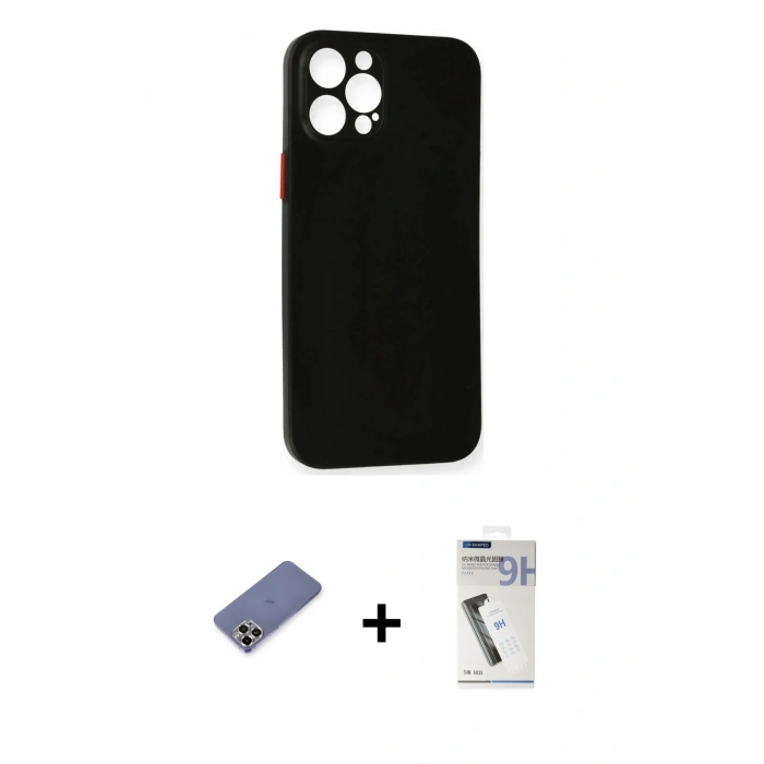 MARSİLYAN™- iPhone 12 Pro Kılıf Yadigar Yansıma Serisi - Şeffaf Uv Polymer Nano Ekran Koruyucu + Metal Kamera Lens Koruma Cam - GD