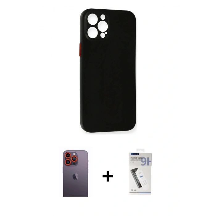 MARSİLYAN™- iPhone 12 Pro Kılıf Yadigar Yansıma Serisi - Şeffaf Uv Polymer Nano Ekran Koruyucu + Neon Fosforlu Kamera Lens - TU