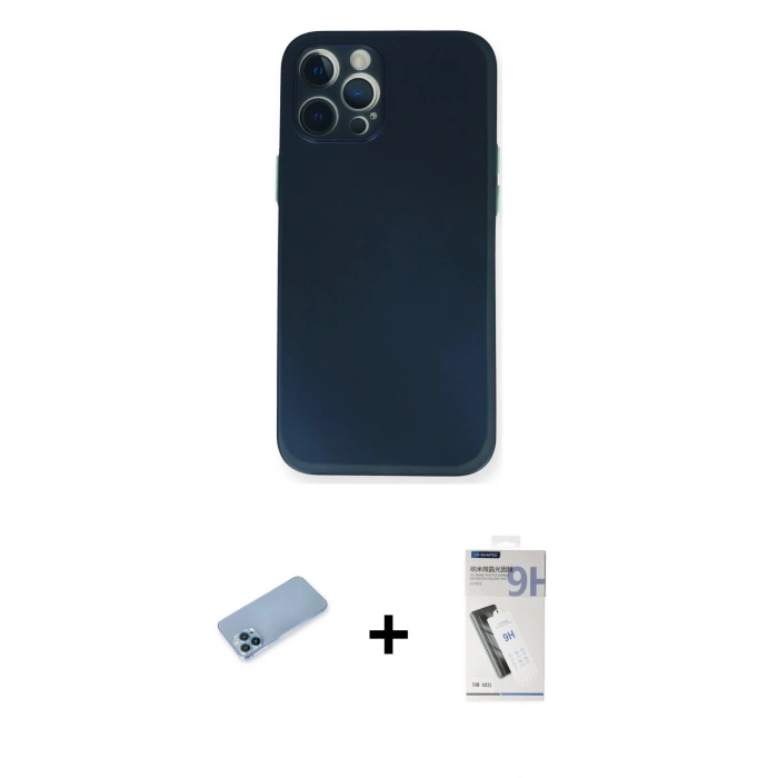 MARSİLYAN™- iPhone 12 Pro Kılıf Yadigar Yansıma Serisi - Şeffaf Uv Polymer Nano Ekran Koruyucu + Shine Kamera Lens Koruma Cam - MI