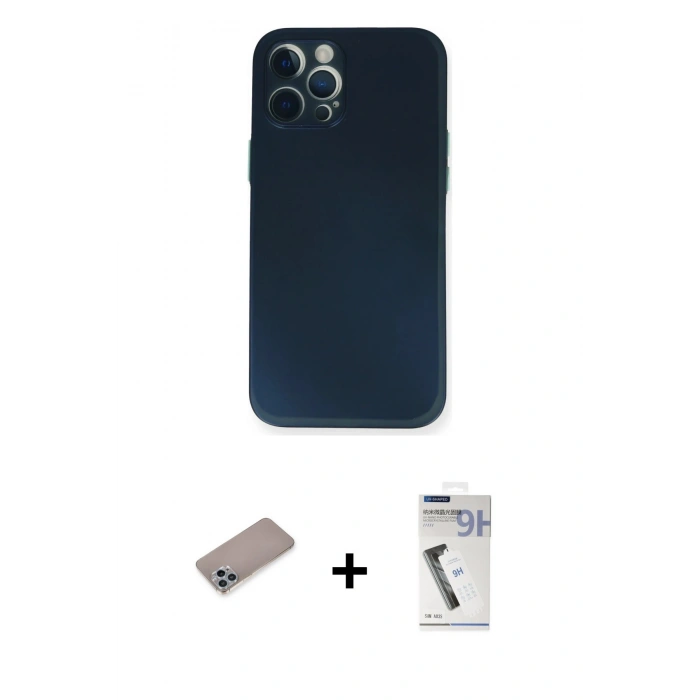 MARSİLYAN™- iPhone 12 Pro Kılıf Yadigar Yansıma Serisi - Şeffaf Uv Polymer Nano Ekran Koruyucu + Shine Kamera Lens Koruma Cam - SABE