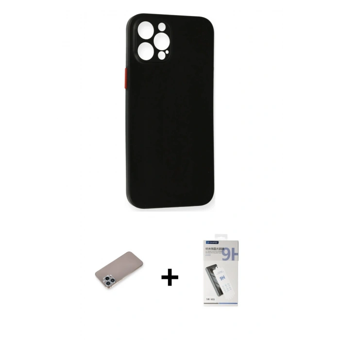 MARSİLYAN™- iPhone 12 Pro Kılıf Yadigar Yansıma Serisi - Şeffaf Uv Polymer Nano Ekran Koruyucu + Shine Kamera Lens Koruma Cam - SABE