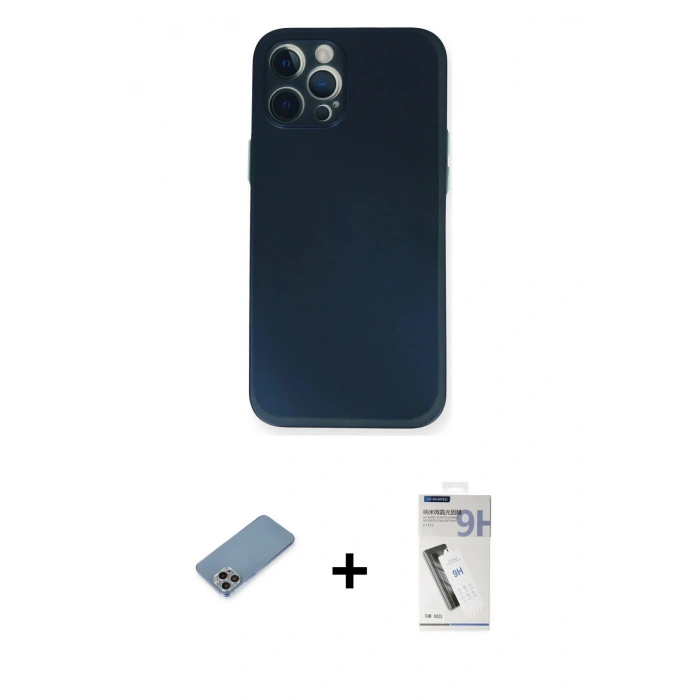 MARSİLYAN™- iPhone 12 Pro Kılıf Yadigar Yansıma Serisi - Şeffaf Uv Polymer Nano Ekran Koruyucu + Shine Kamera Lens Koruma Cam - GI