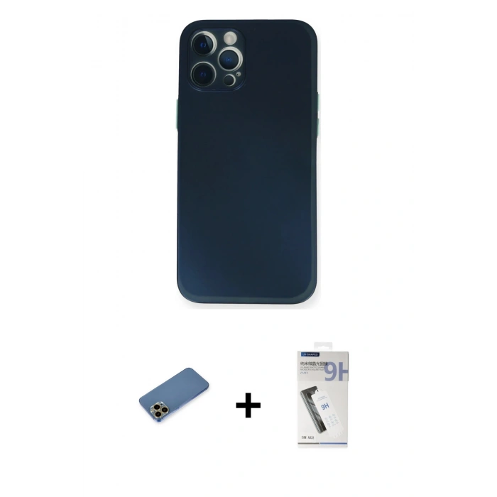 MARSİLYAN™- iPhone 12 Pro Kılıf Yadigar Yansıma Serisi - Şeffaf Uv Polymer Nano Ekran Koruyucu + Shine Kamera Lens Koruma Cam - GD