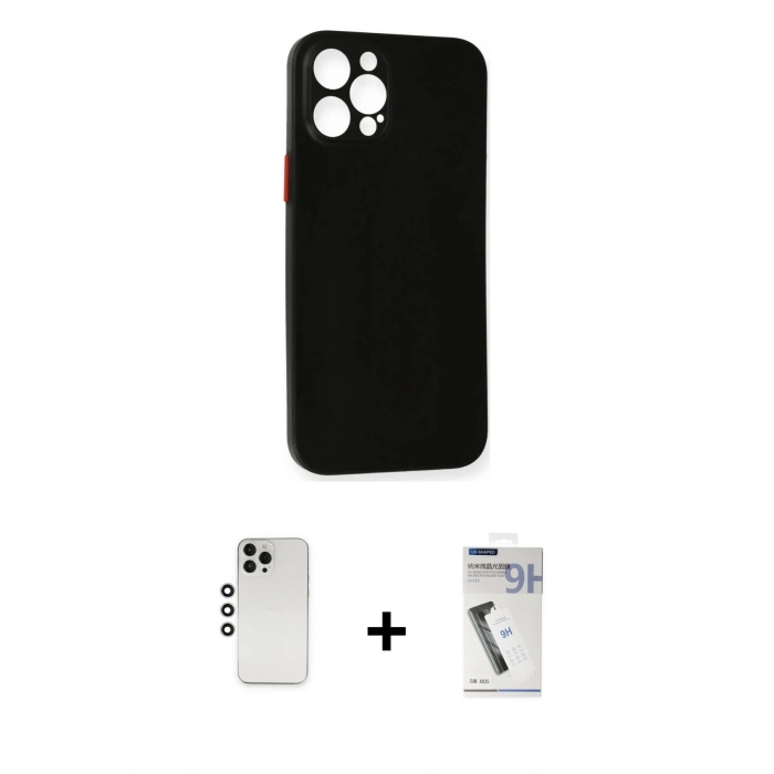 MARSİLYAN™- iPhone 12 Pro Kılıf Yadigar Yansıma Serisi - Şeffaf Uv Polymer Nano Ekran Koruyucu + Shine Kamera Lens - GS