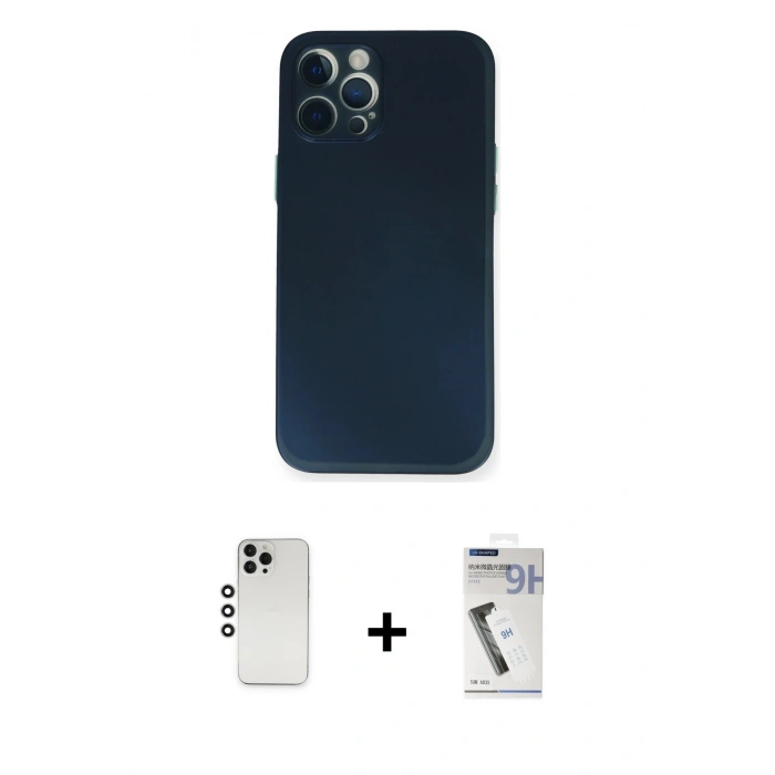 MARSİLYAN™- iPhone 12 Pro Kılıf Yadigar Yansıma Serisi - Şeffaf Uv Polymer Nano Ekran Koruyucu + Shine Kamera Lens - GS