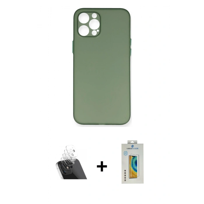 MARSİLYAN™- iPhone 12 Pro Kılıf Yadigar Yansıma Serisi - Siyah Polymer Nano Ekran Koruyucu + Kamera Lens Koruma Cam - SF