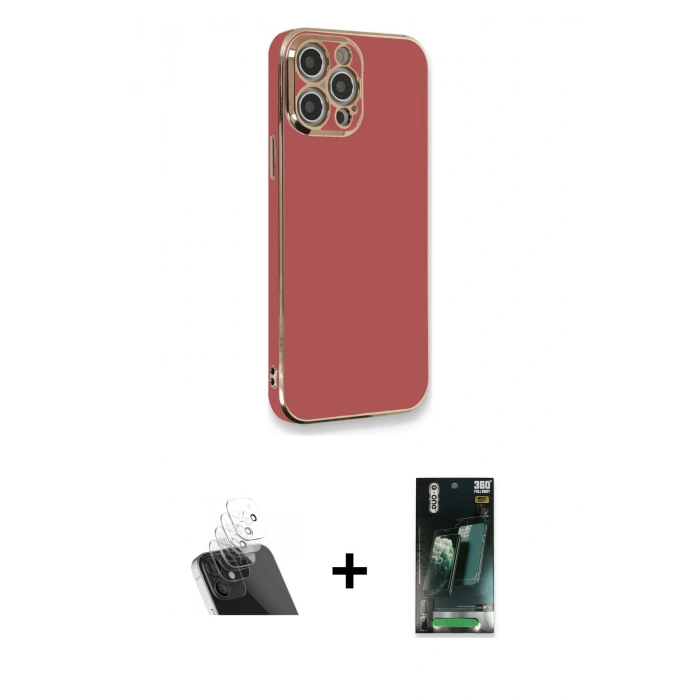 MARSİLYAN™- iPhone 12 Pro Kılıf Yankı Serisi - Şeffaf 360 Full Body Arka Koruyucu + Kamera Lens Koruma Cam - SF