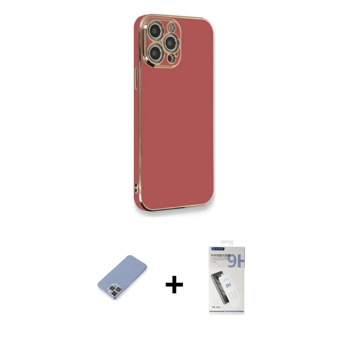 MARSİLYAN™- iPhone 12 Pro Kılıf Yankı Serisi - Şeffaf Uv Polymer Nano Ekran Koruyucu + Metal Kamera Lens Koruma Cam - KUYL