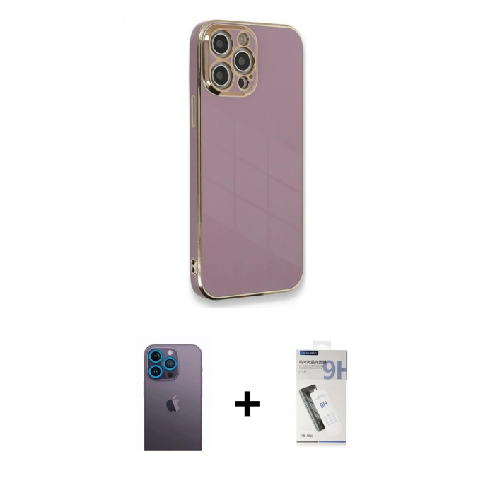 MARSİLYAN™- iPhone 12 Pro Kılıf Yankı Serisi - Şeffaf Uv Polymer Nano Ekran Koruyucu + Neon Fosforlu Kamera Lens - MI