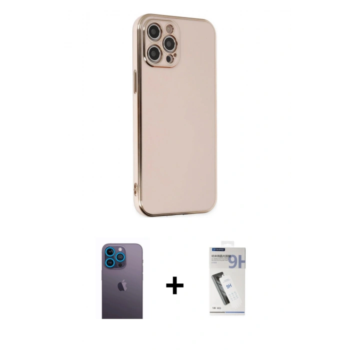 MARSİLYAN™- iPhone 12 Pro Kılıf Yankı Serisi - Şeffaf Uv Polymer Nano Ekran Koruyucu + Neon Fosforlu Kamera Lens - MI