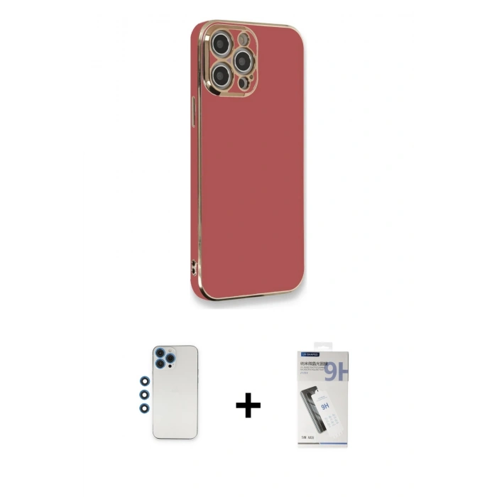 MARSİLYAN™- iPhone 12 Pro Kılıf Yankı Serisi - Şeffaf Uv Polymer Nano Ekran Koruyucu + Shine Kamera Lens - MI