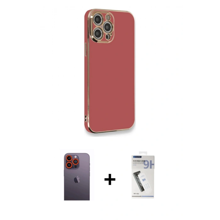 MARSİLYAN™- iPhone 12 Pro Kılıf Yankı Serisi - Şeffaf Uv Polymer Nano Ekran Koruyucu + Neon Fosforlu Kamera Lens - TU