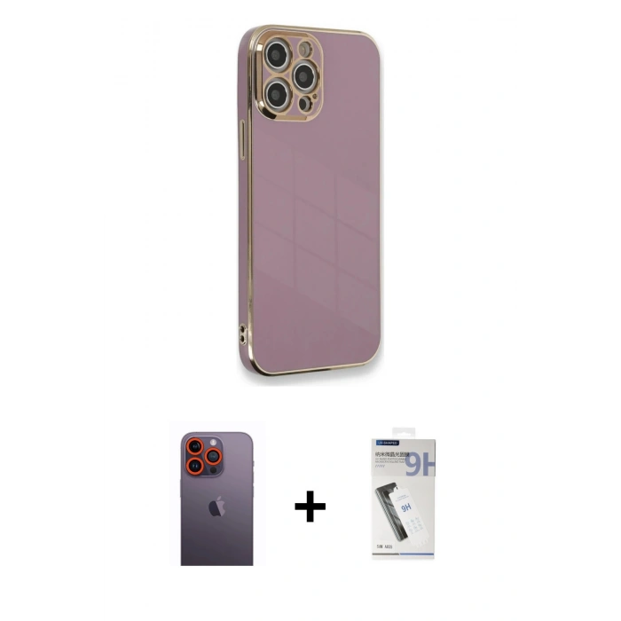 MARSİLYAN™- iPhone 12 Pro Kılıf Yankı Serisi - Şeffaf Uv Polymer Nano Ekran Koruyucu + Neon Fosforlu Kamera Lens - TU