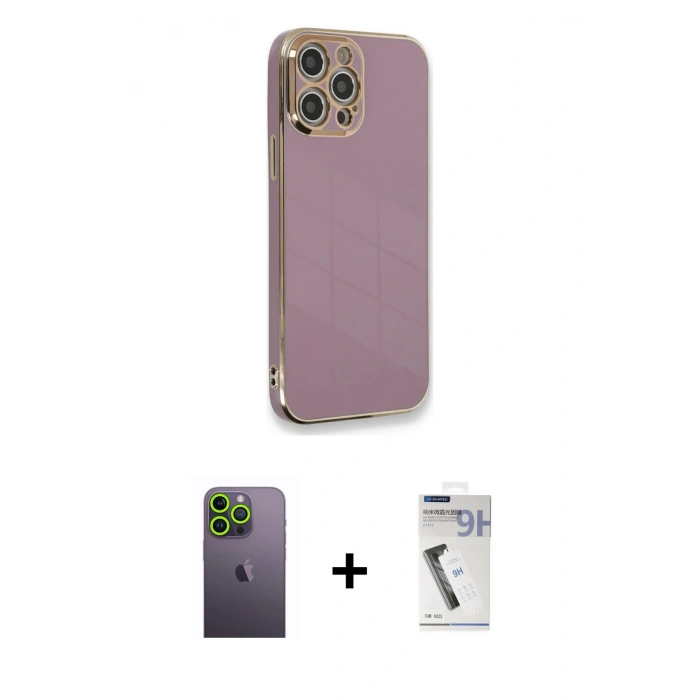 MARSİLYAN™- iPhone 12 Pro Kılıf Yankı Serisi - Şeffaf Uv Polymer Nano Ekran Koruyucu + Neon Fosforlu Kamera Lens - YL