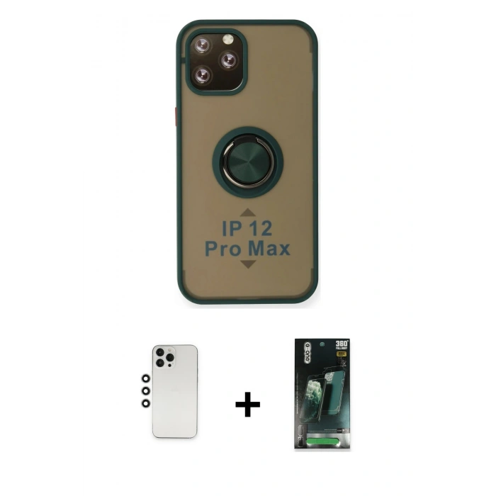 MARSİLYAN™- iPhone 12 Pro Kılıf Yörünge Çizgi - Şeffaf 360 Full Body Arka Koruyucu + Gümüş Shine Kamera Lens