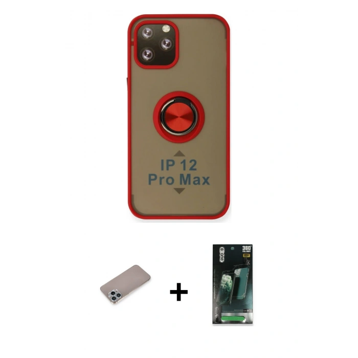 MARSİLYAN™- iPhone 12 Pro Kılıf Yörünge Çizgi - Şeffaf 360 Full Body Arka Koruyucu + Shine Kamera Lens Koruma Cam - SABE