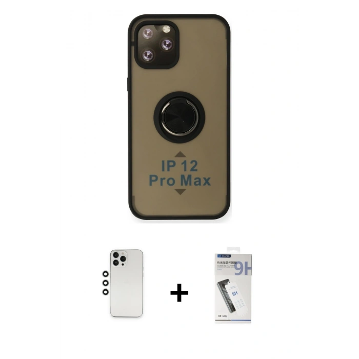 MARSİLYAN™- iPhone 12 Pro Kılıf Yörünge Çizgi - Şeffaf Uv Polymer Nano Ekran Koruyucu + Shine Kamera Lens - GS