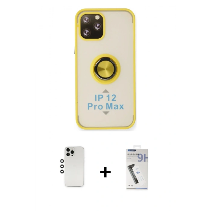 MARSİLYAN™- iPhone 12 Pro Kılıf Yörünge Çizgi - Şeffaf Uv Polymer Nano Ekran Koruyucu + Shine Kamera Lens - GS