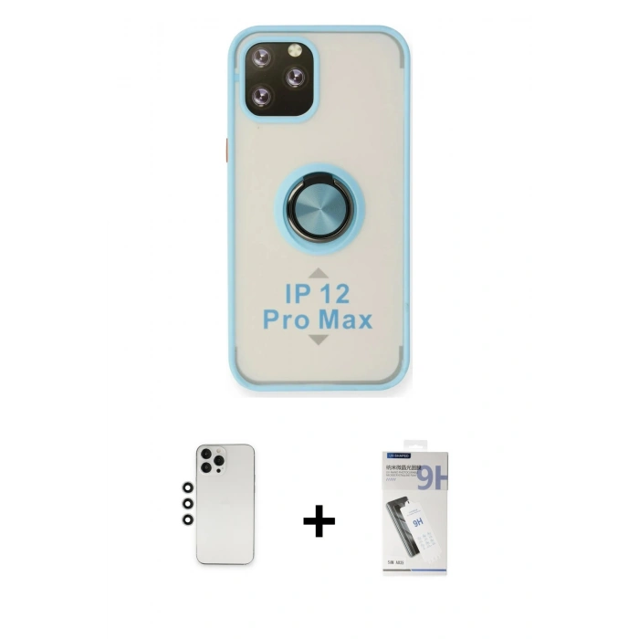 MARSİLYAN™- iPhone 12 Pro Kılıf Yörünge Çizgi - Şeffaf Uv Polymer Nano Ekran Koruyucu + Shine Kamera Lens - GS