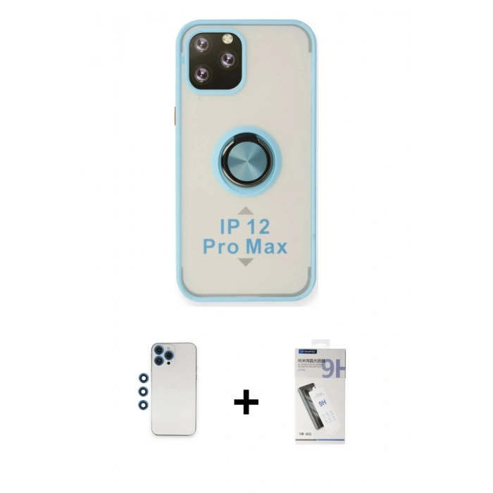 MARSİLYAN™- iPhone 12 Pro Kılıf Yörünge Çizgi - Şeffaf Uv Polymer Nano Ekran Koruyucu + Shine Kamera Lens - MI